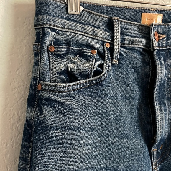 MOTHER High Waisted Rider Skimp Straight Leg Jeans Bloom and Doom Blue 27 - Picture 4 of 10